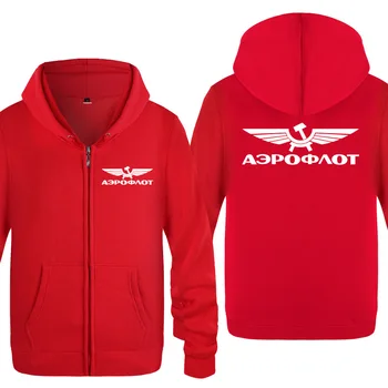 

Zipper Hoodies Men Distressed Aeroflot Russian Airlines Print Mens Hoodie Fleece Long Sleeve Man's Jacket Sweatshirt Hiphop Coat