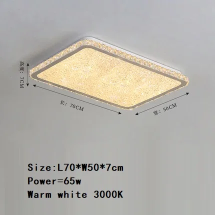 Современный K9 хрустальный круглый квадратный потолок+ освещение комнаты подвесной светильник plafonnier светодиодный светильник для гостиной блеск - Цвет корпуса: L70xW50cm Warm white