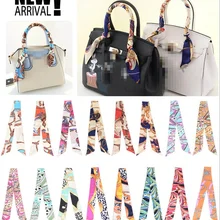 2 шт/лот Женская мода лента шелковая сумка с шарфом ручка обертка смешанный дизайн девочки шейный платок повязка для волос Маленький шейный платок