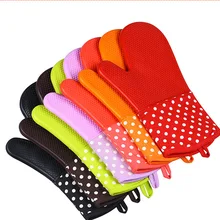 200pcs/lot Cooking Baking BBQ Oven Pot Holder non-slip Mitt Kitchen finger gloves heat resistant silicone gloves for kitchen