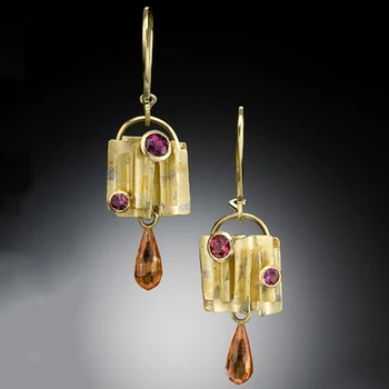 

Bohemian Vintage Long Metal Dangle Water Drop Earrings Gold Color Fine Jewelry Accessories Wholesale Pendientes Earrings Bijoux