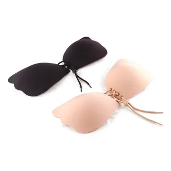 

Women Self Adhesive Strapless Bandage Blackless Solid Bra Stick Gel Silicone Push Up underwear for Butterfly Wing Invisible Bra