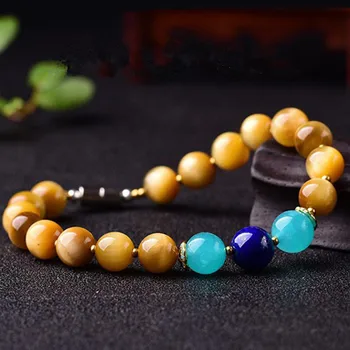 

Natural Gold Tiger Eye Stone Beads Bracelets 8 mm Lucky Lapis Lazuli Beads Bracelet Pray Women DIY Accessories Gift Dropship
