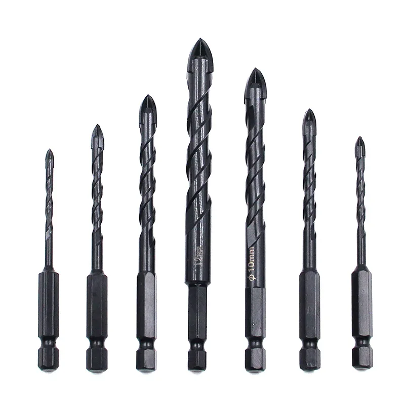 3/4/5/6/8/10/12mm Hex Tile Cross Drill Bits Set for Glass Ceramic Concrete Hole Opener Hard Alloy Triangle Bit Tools Power Tool 5pcs cross hex drill bit set hard alloy bit for tile concrete ceramic glass brick triangle hole opener woodworking tools kits