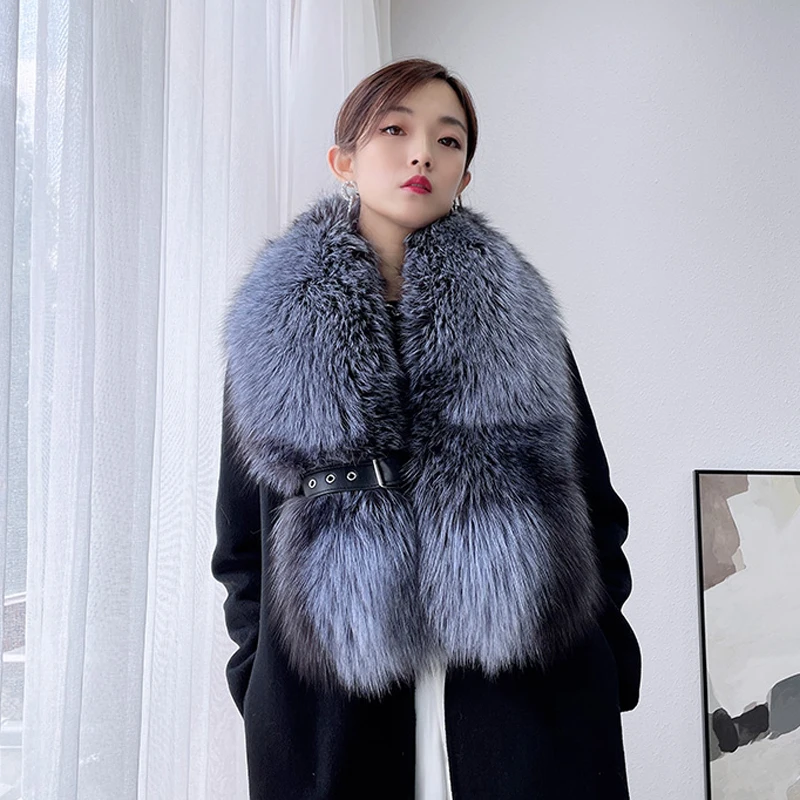 Natural 100% Real Fox Fur Scarf Shawl Winter Neck Warm Whole Fox Big Scarves Decorate Women Luxury Fox Fur Collar Muffler Wrap 4