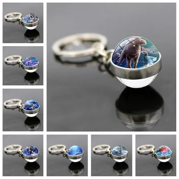 

100pcs 12 Constellation Constellation Keychain Cartoon Glass Ball Pendant Zodiac Crystal Keychain Men and Women Birthday Gift