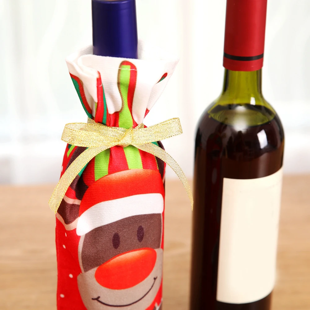 3/6pcs Red Wine Bottle Cover Bags Decoration Home Party Santa Claus Snowman Christmas Packaging Christmas Merry Christmas Decor