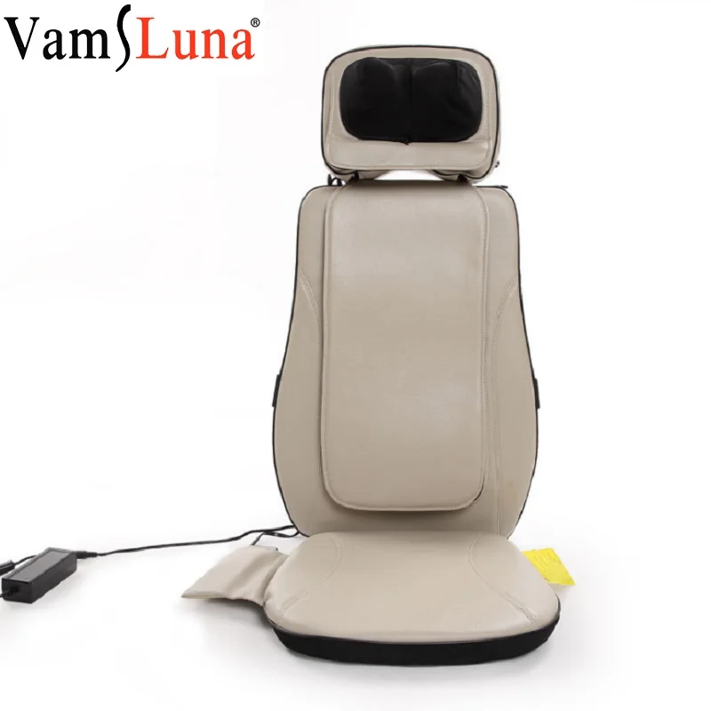 Подогрев Massage Chair Vibrating Car Seat Home офисные Massager Cushion для всего тела спины и шеи - Цвет: Бежевый