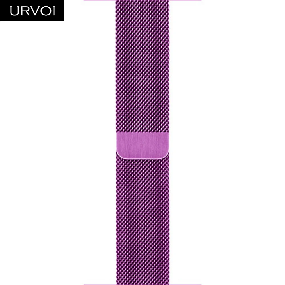 URVOI ремешок для Apple Watch Series 5 4 3 2 1 Миланская петля ремешок для iwatch 40 44 мм нержавеющая сталь магнитная пряжка с адаптером - Цвет ремешка: Purple