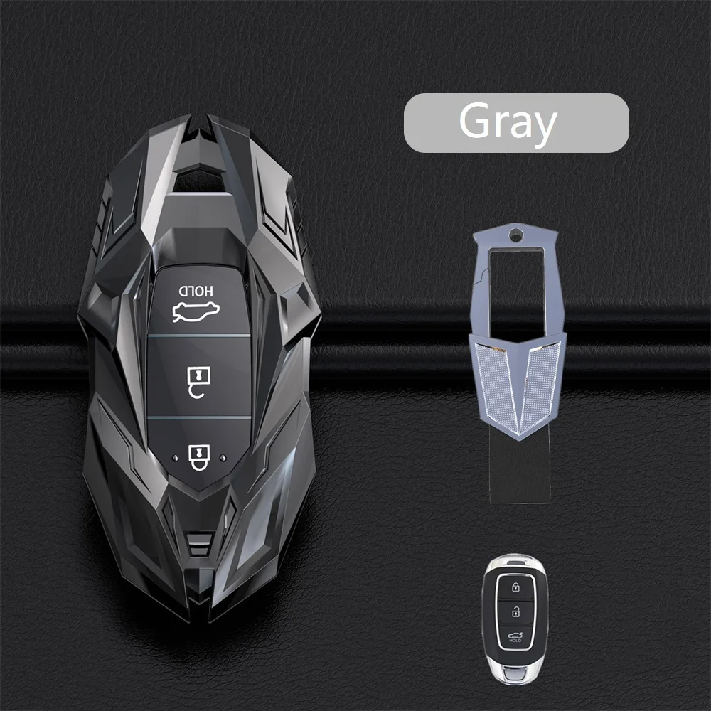 Zinc Alloy Car Key Case For Hyundai Elantra GT Kona Santa Fe Veloster Smart Remote Fob Cover Protector Bag Car Styling