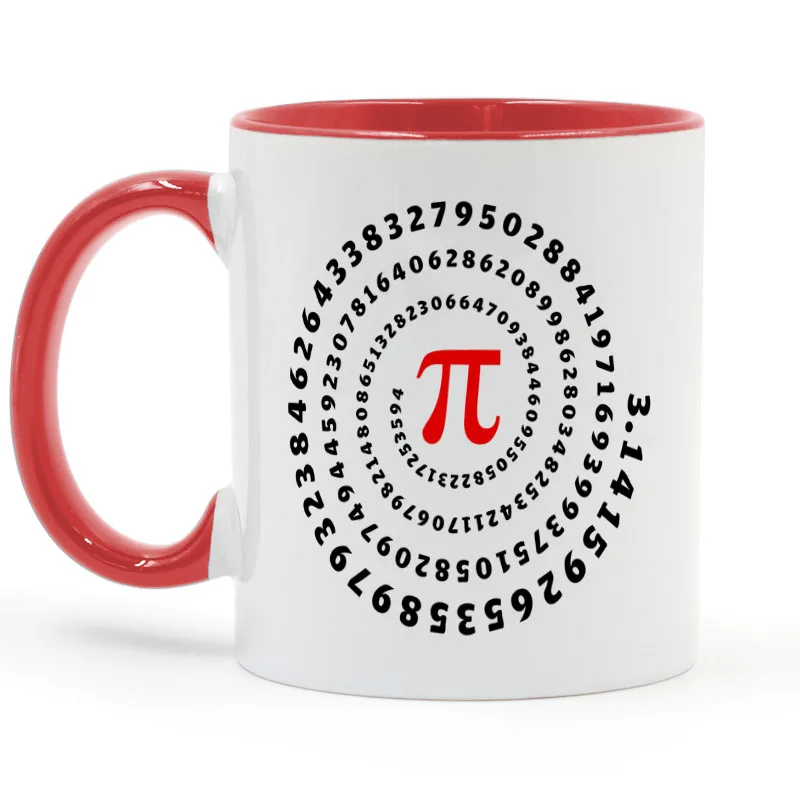 Pi, spiral, спиральная, научная, математика, математика, irratial Number кофейная кружка, керамическая чашка, цветная ручка, цвет внутри Подарки 11 унций
