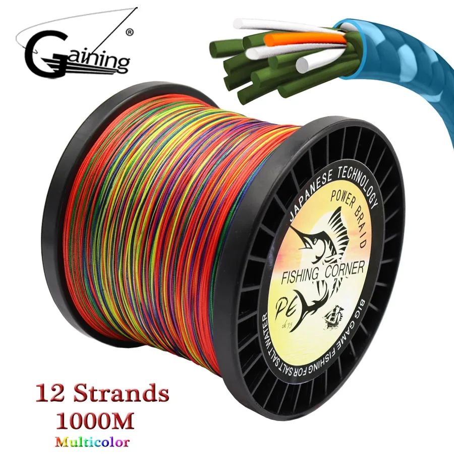 12s1000m Multi 12 нитей 300 м/500 м/1000 м/1500 м плетеная леска многофиламентная 35-180LB многоцветный супер сильная японская PE леска соленая вода Рыбалка - Цвет: 12s1000m Multi