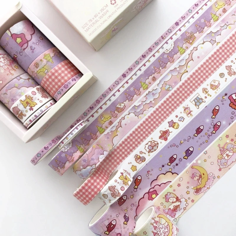 

8 Pcs/pack Unicorn Lovely Girl Journal Washi Tape Set Adhesive Tape DIY Scrapbooking Sticker Label Masking