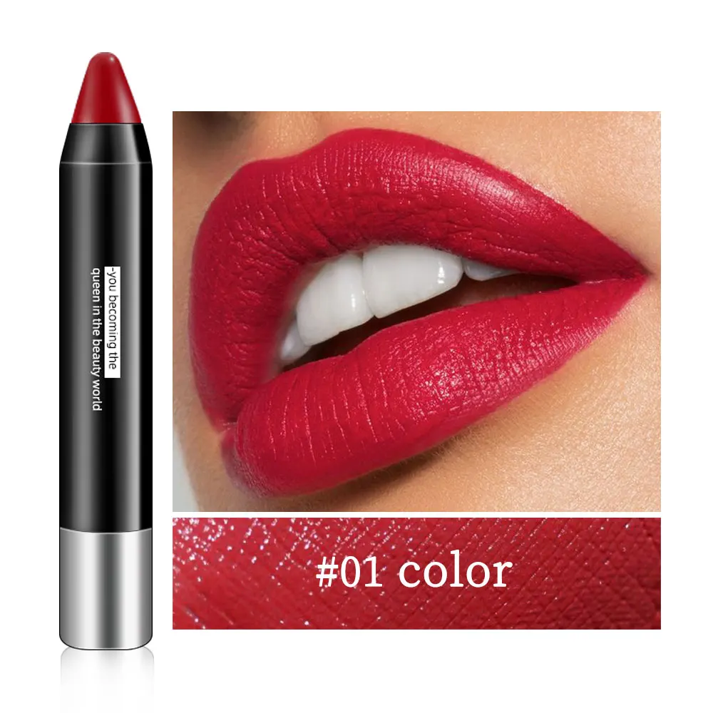 matte lipstick 1 Губная помада для губ Макияж черная трубка Водонепроницаемая матовая губная помада женская косметика нюдовая оттеночный блеск для губ - Цвет: matte lipstick 1