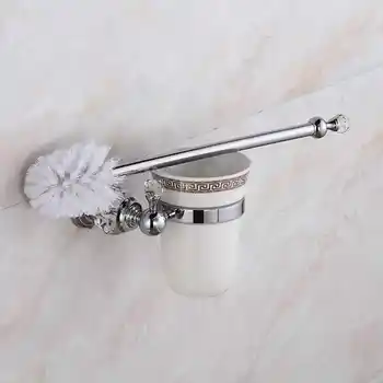 

Bathroom Toilet Brush Holder With Ceramic Cup And Brush Crystal Copper Brush Holder Set Solid Durable Deep Cleaning The Corner