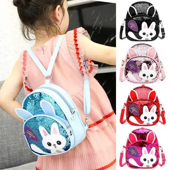 

Children Girls Casual Small Cute Cartoon Rabbit Ear Sequins Backpack Girls Kids School PU Leather Shoulder Bags Knapsack