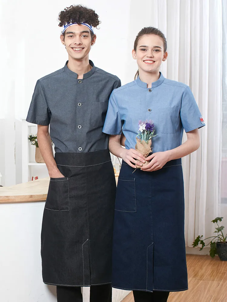 

Senyue Chef's Apron Men's Hotel Kitchen Jeans Apron Female Coffee Shop Workwear Apron Half-length Apron Custo Logo