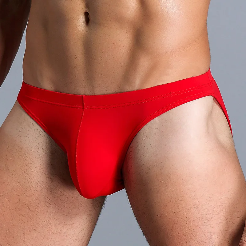 

Men Underwear Y Pouch G-Strings Ice silk Triangle Briefs Low Waist Underpants Sexy Shorts Plain Soft