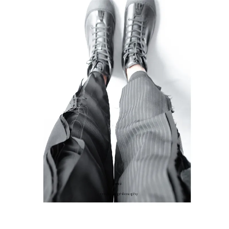 Men Pants men's casual broken pants stitched striped original 9