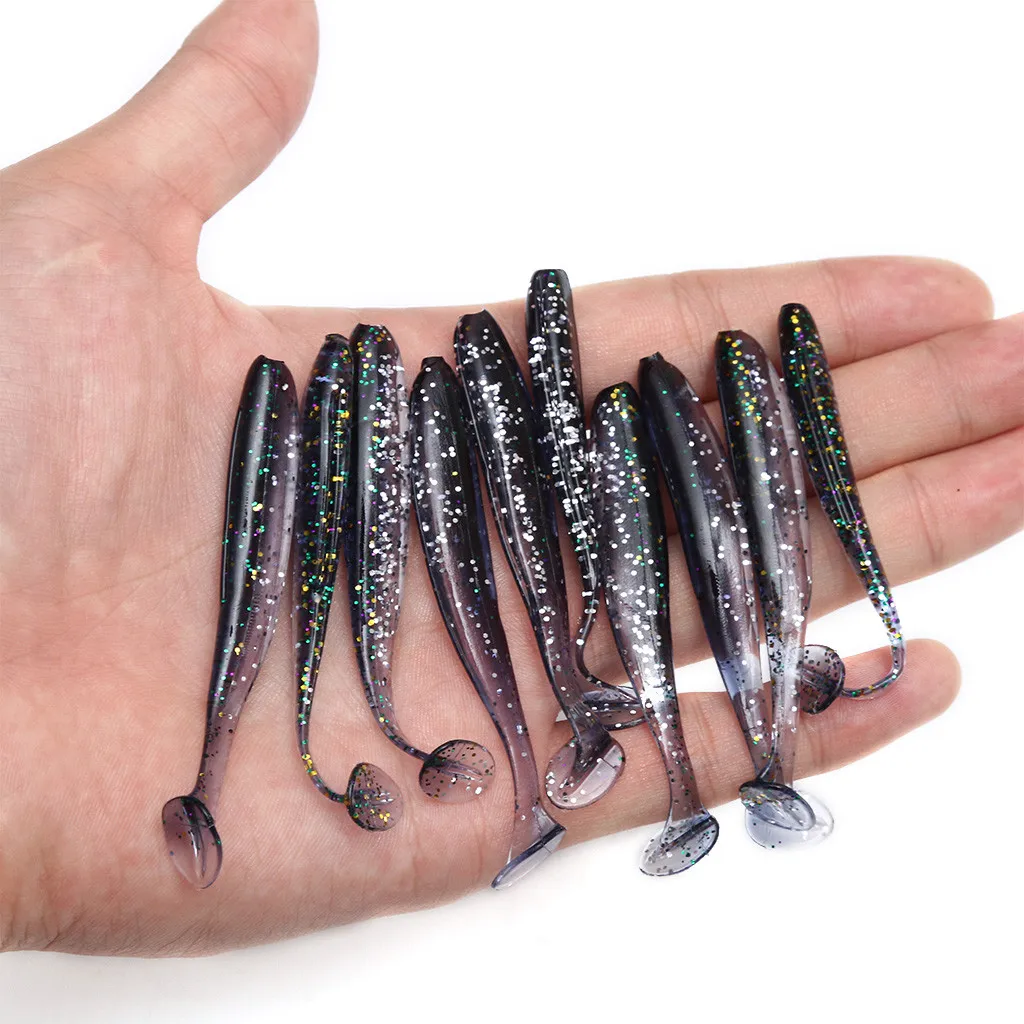 

10pc 2021 Soft Bait T-Tail Soft Fish Soft Insect L ure Bait Soft Fish Rainbow Fish пѬиманка для Ѭб