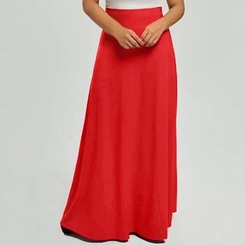 

Women Plus Size Solid Pleated High Waist Maxi Skirt Sexy Office Lady Party Skirt