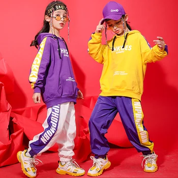 

Boys And Girls Hip Hop Long Sleeve Clothes Children Modern Street Dance Costumes Kids Jazz Dance Performance Clothing VO530