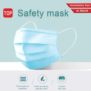 

100PCS Mouth Mask Protective Anti-Pollution Filter Safety Dust Face Mask 3 Ply Non-woven Meltblown Breathable Disposable Masks