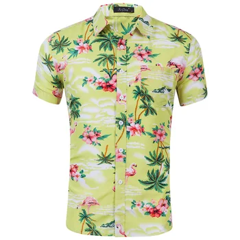 

Casual Floral Pattern Beach Shirt 2020 Spring Summer New Men's Loose Camouflage Print Short-Sleeve Shirts