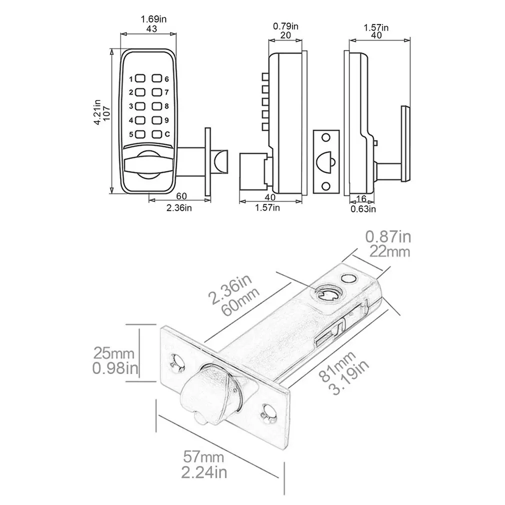 380B Digital Password Door Lock Mechanical Code Keyless Entry Door Lock Waterproof Non-Power Anti-rust Lock for 30-65mm Door