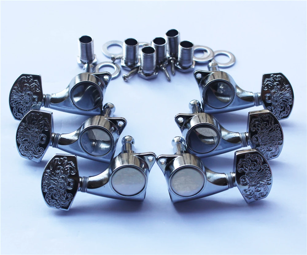 1 set 6 pcs silver flower engraving diecast guitar machine tuner