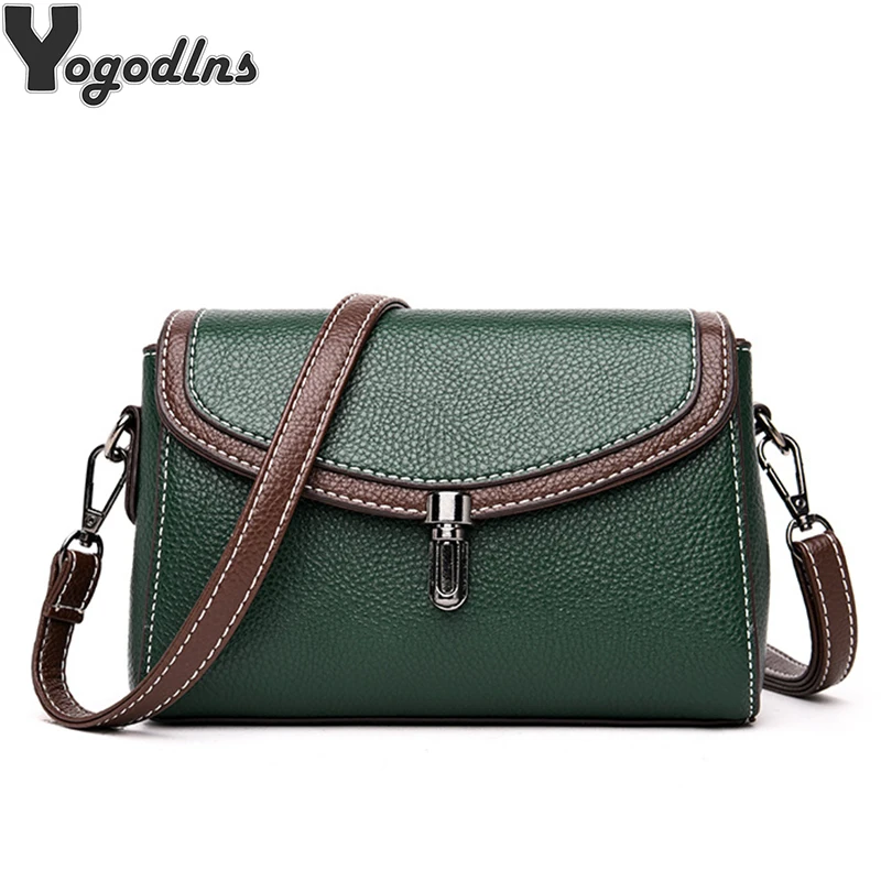 Women Fashion Solid Color Shoulder Handbags Female Simple PU Leather Messenger Bag Large Capacity Pure Flap Crossbody Bags Purse