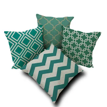 

Green geometry Decorative throw pillows cover wave square shape seat cushion cover for sofa home capa de almofadas 45x45cm