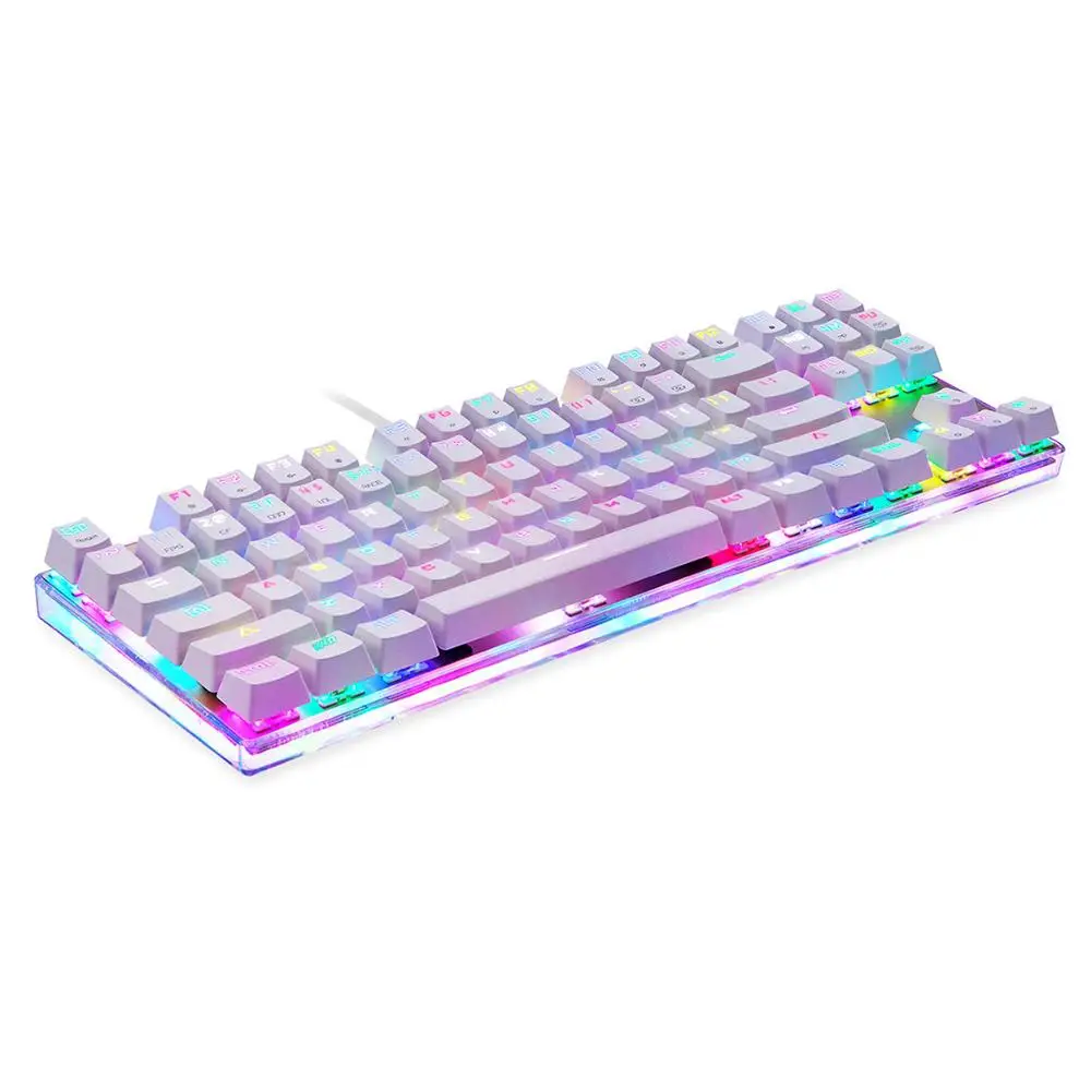 Motospeed K87S RGB NKRO Mechanical Gaming Keyboard - White With USB Cable 87 Key With RGB Backlight Suitable For Gamer Computers