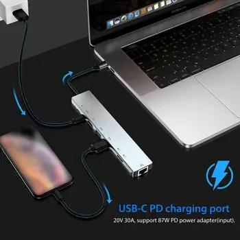 

8 in 1 Multiport USB C Adapter HUB With 4K HDMI Video USB Ethernet SD/TF Output port Reader 1000Mbps 3.0 Port USB-C Adapter G0P2