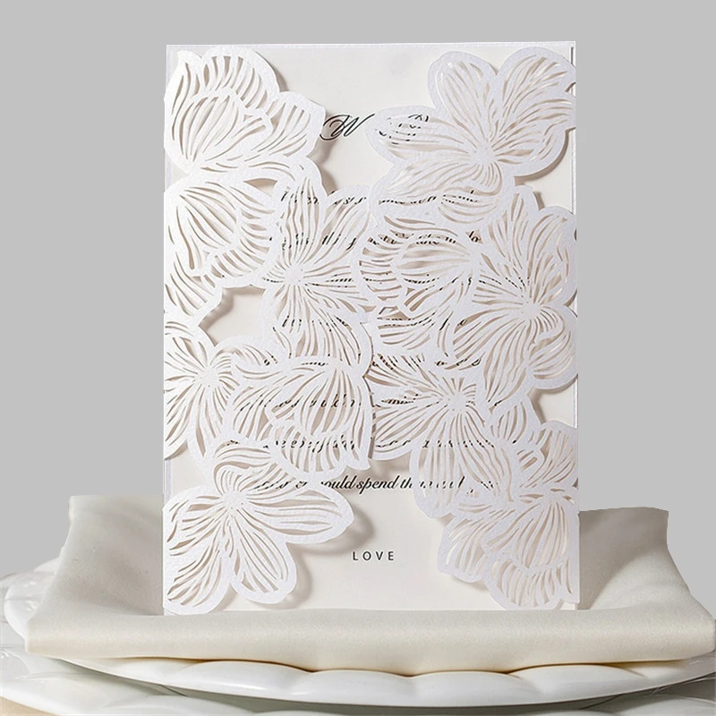 10pcs Flower Elegant Laser Cut Wedding Invitation Cards Greeting Card Customize Business With RSVP Decor Party Supplies 5z | Дом и сад