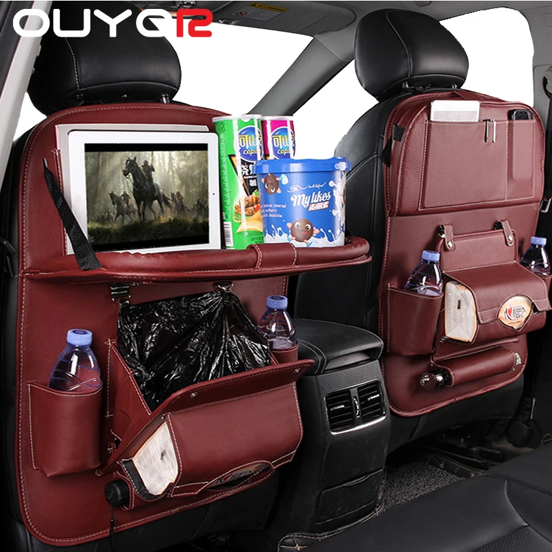 激安 新作 Puレザー バッグ カー シート バック オーガナイザー 折りたたみ テーブル トレイ旅行 収納 袋折りたたみダイニング Www Guinee Eco Info