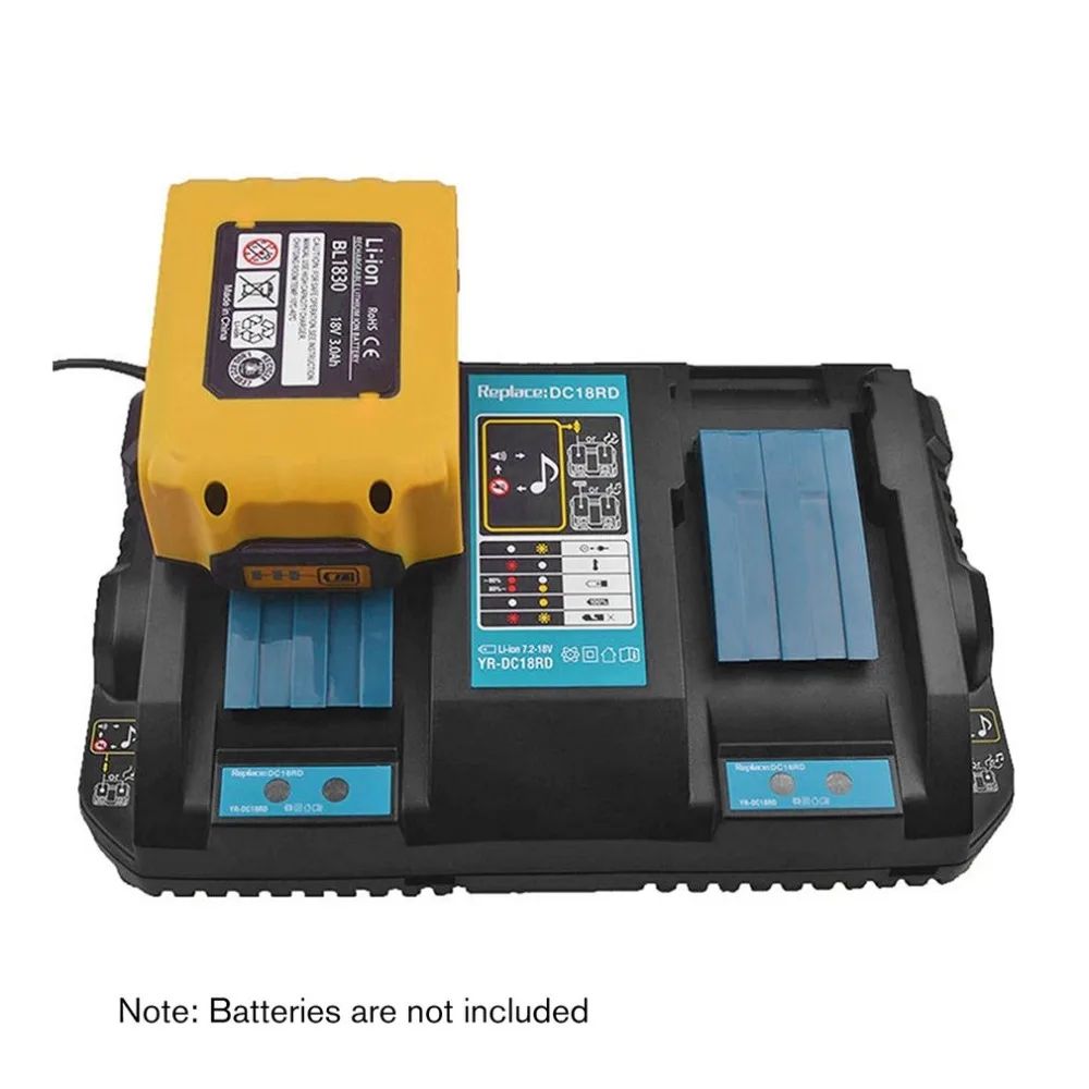 Зарядное устройство с двумя портами Lithion для Makita DC18RD 14,4-18 V BL1815 BL1830 BL1840 BL1415 BL1430 BL1440