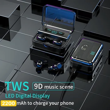 

ZPWS590 TWS Bluetooth 5.0 Earphones 2200mAh Charging Box Wireless 9D Stereo Sports Waterproof Earbuds With Microphone