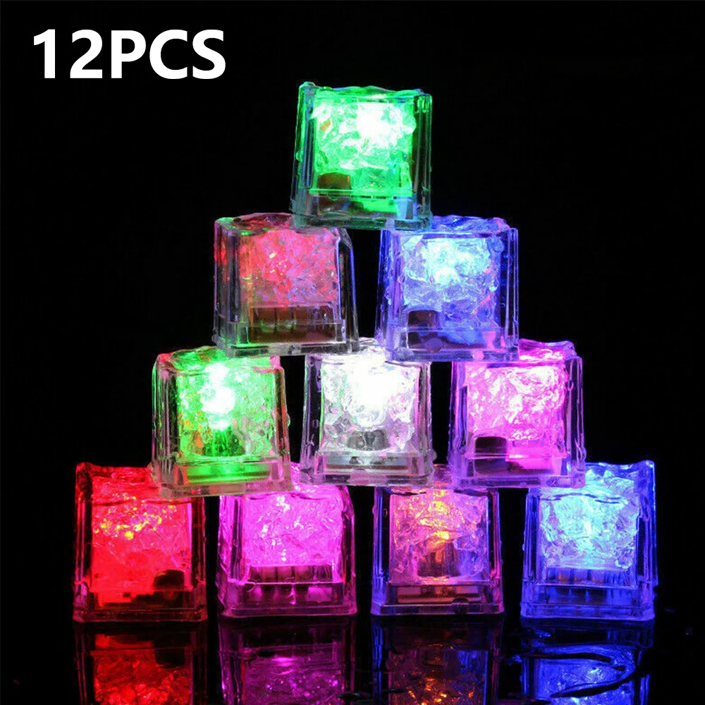 12pcs Colorful Flash Ice Lamp LED Glowing Light Wedding Festival Decor Party Neon Cubes Slow Flashing Color Changing Lights | Освещение