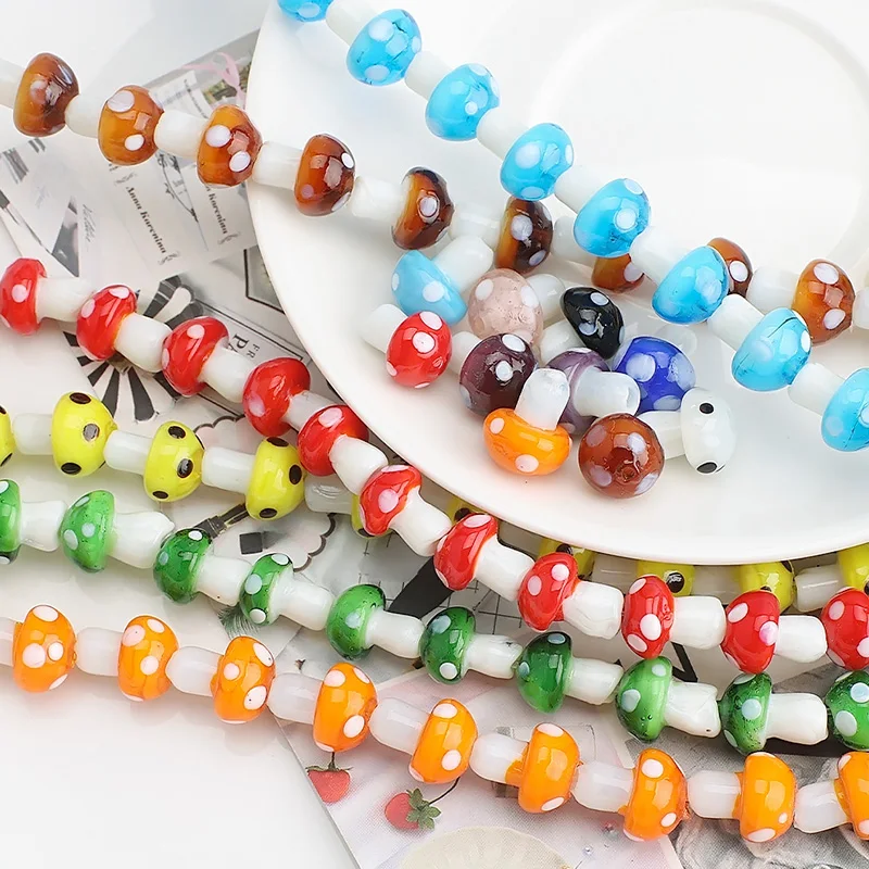 10/20pcs/lot Mixed Colors Lamp work Mushroom Beads Glass Beads For Jewelry  Making Necklace Bracelet Accessories Loose Spacer Beads Handmade Charm  Bracelet for J… in 2023