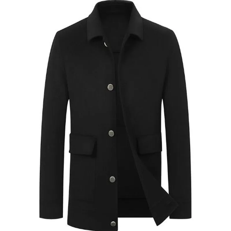 

The new men's business casual coat 2019 winter fashion long sleeve solid color coat