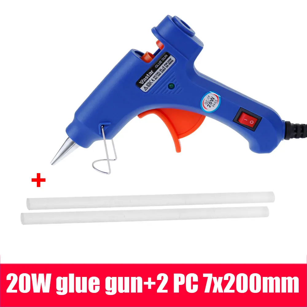 D add 2 glue sticks Vastar 20W 110 V-240 V горячего расплава клея пушка с 7 мм* 200 мм Клеевые стержни DIY термо мини клей пистолет ремонт тепловой инструмент - Цвет: D add 2 glue sticks