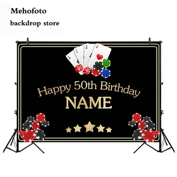 

Neoback Casino backdrop for photography 50th happy birthday theme party decoration banner photo background studio printed 451
