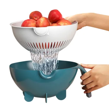 

Multi-Function Rotary Vegetable Chopper And Cutter With 8 Dicing Blades Rotary Drain Basket Kitchen Food Slicer Salad Machine