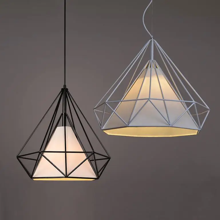 

Retro iron diamond chandeliers lighting For bar table restaurant living room lights American country Hanging lamp