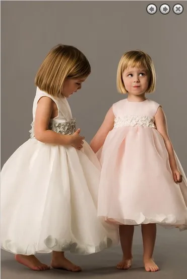 

2015 Flowers Actual Images Tank Organza Rushed Girls' Wedding Party Dress Girl's Pageant Gowns Children Long Flower Girl Dresses