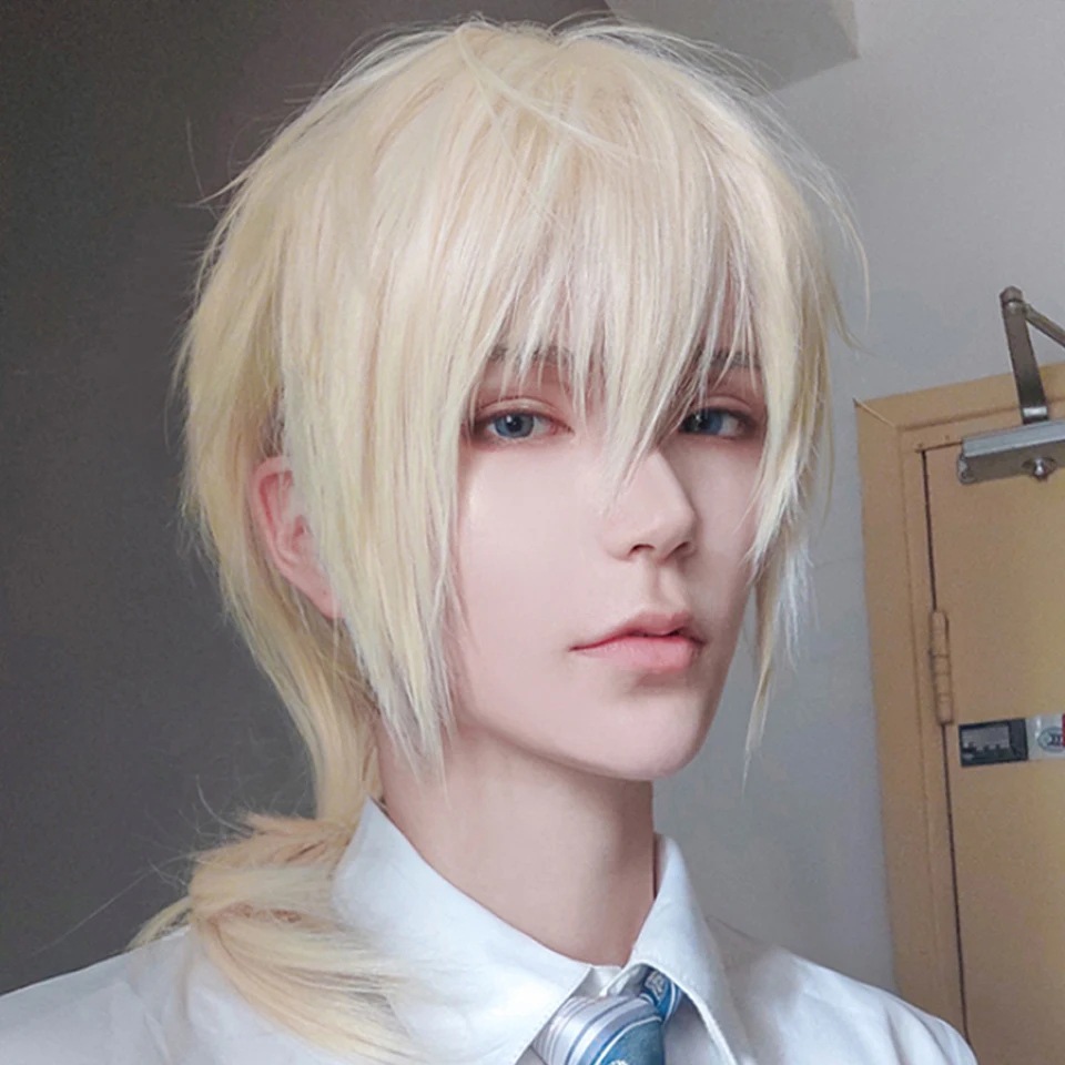 LABEAUTÉ Short Blonde Wig Male Men Anime Fluffy Golden Cosplay Wigs With  Bangs Unisex Heat Resistant Hair for Party Halloween  Free Cap price in  Saudi Arabia  Amazon Saudi Arabia  kanbkam