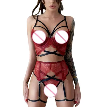

New Women Sexy Lingerie Set Plus Size Wireless Bra Underwear With Garter M-3XL Seamless Sleepwear Erotic Underwear Set Hot Sale