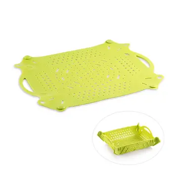 

Foldable Silicone Plate Mat Table Pad Placemat Drain Basket Kitchen Gadgets Tool M68E