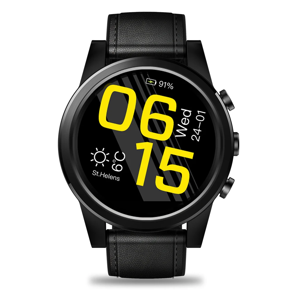 Zeblaze Thor 4 Pro 4g Smartwatch 1,6 дюймов 320*320p x 16 Гб 600 мАч gps Смарт часы спортивный кожаный ремешок часы для мужчин - Цвет: black